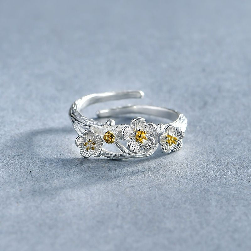 Ring 925 Open Floral Silver Sterling