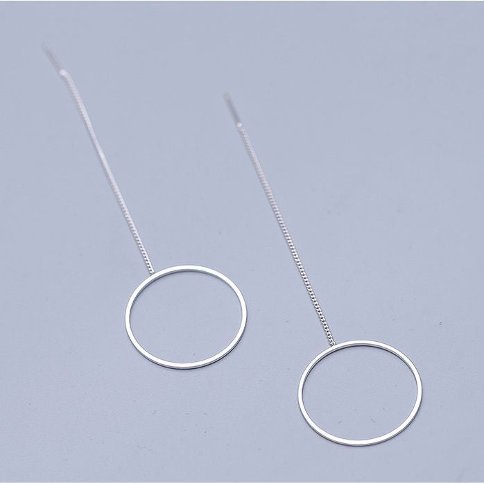Drop 925 Silver Hoop Sterling Earring