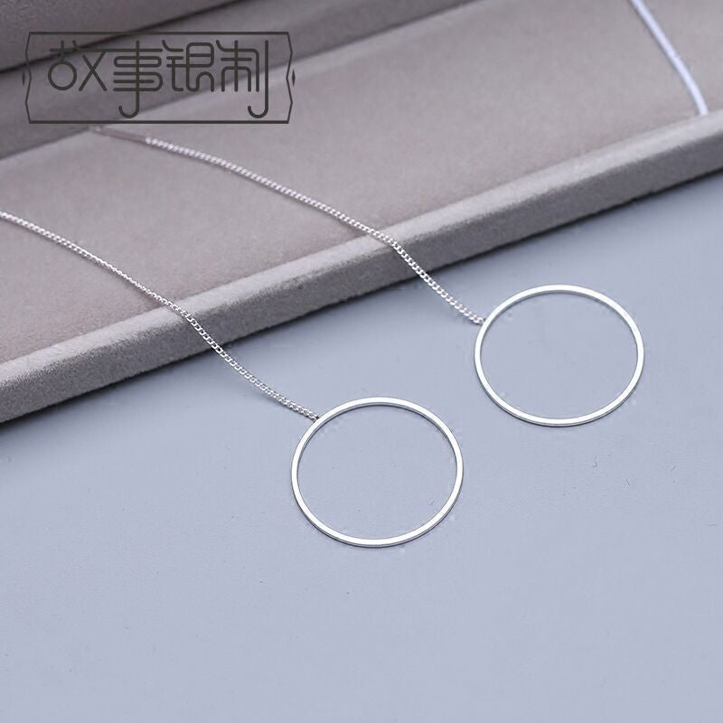 Drop 925 Silver Hoop Sterling Earring