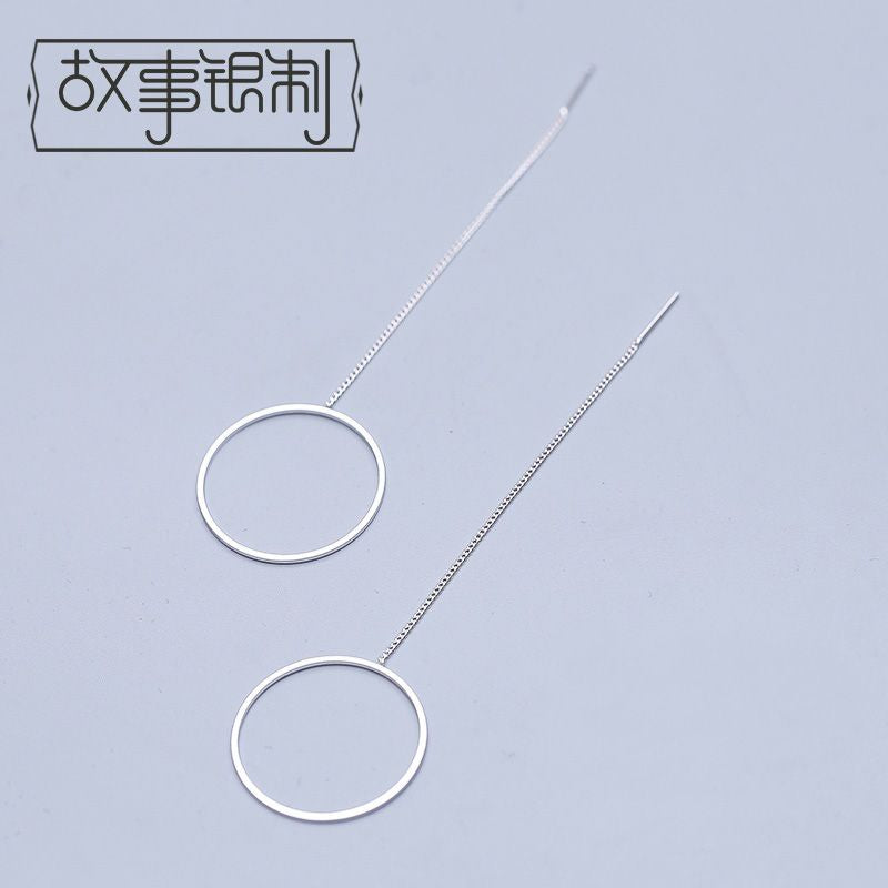 Drop 925 Silver Hoop Sterling Earring