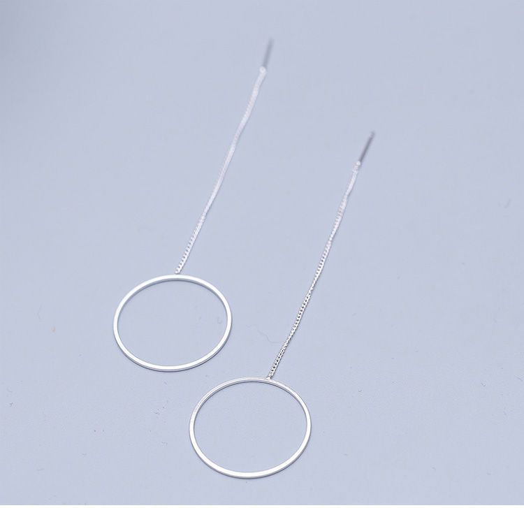 Drop 925 Silver Hoop Sterling Earring