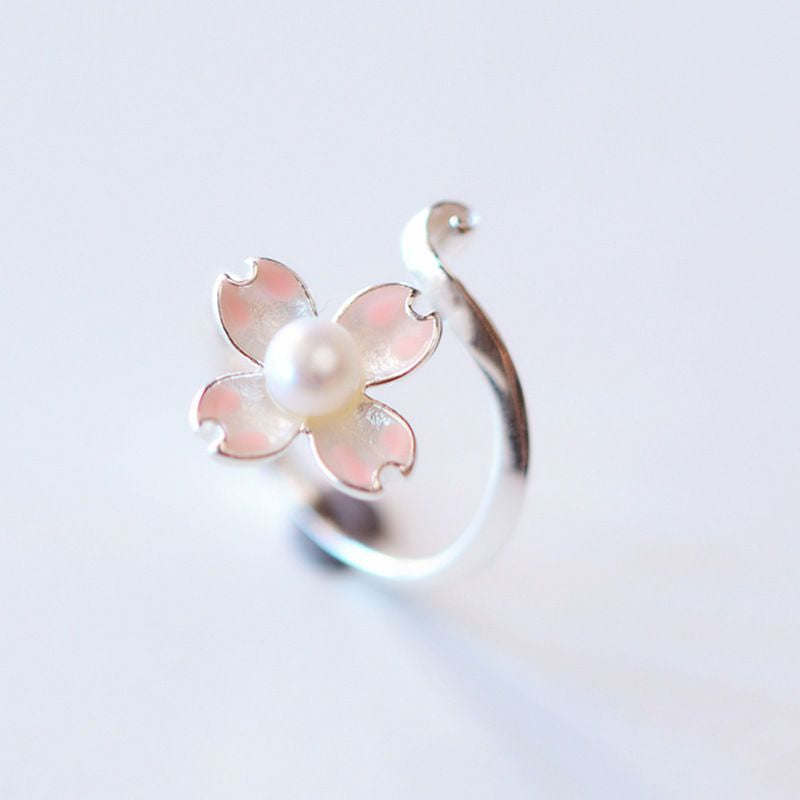 Sterling Floral Open Silver Ring 925