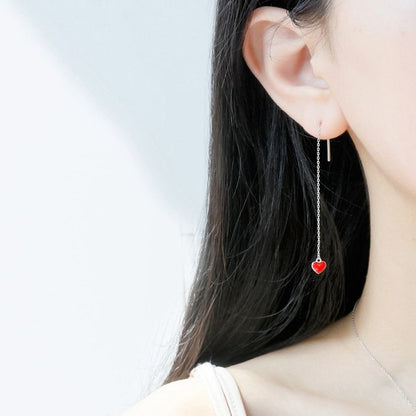 Silver Heart Drop Earring 925 Sterling