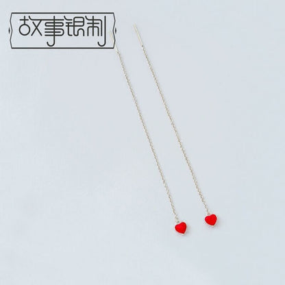 Silver Heart Drop Earring 925 Sterling