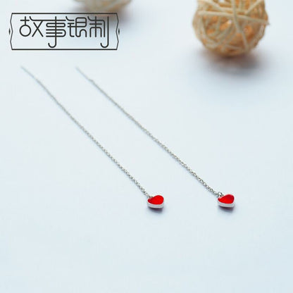 Silver Heart Drop Earring 925 Sterling