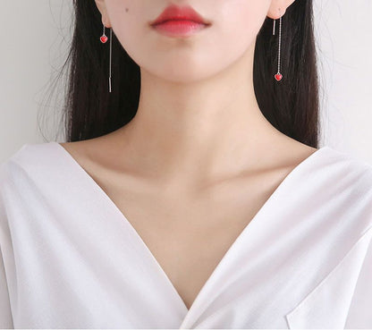 Silver Heart Drop Earring 925 Sterling