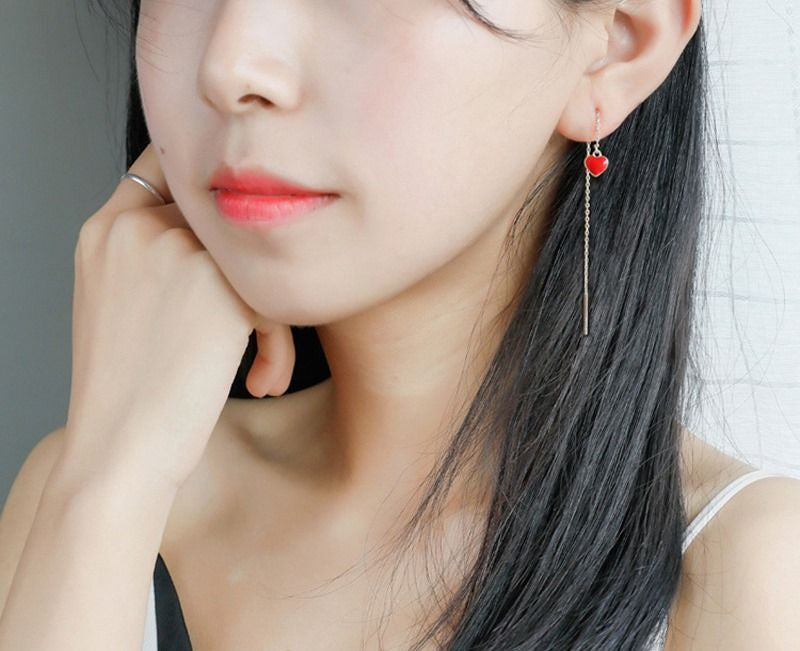 Silver Heart Drop Earring 925 Sterling