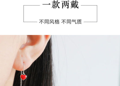 Silver Heart Drop Earring 925 Sterling