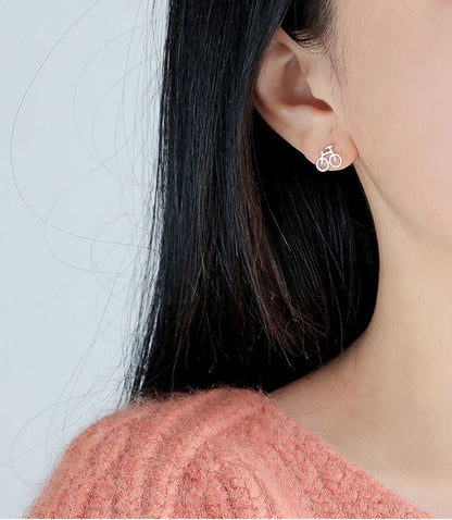 Earring Silver Bicycle 925 Sterling