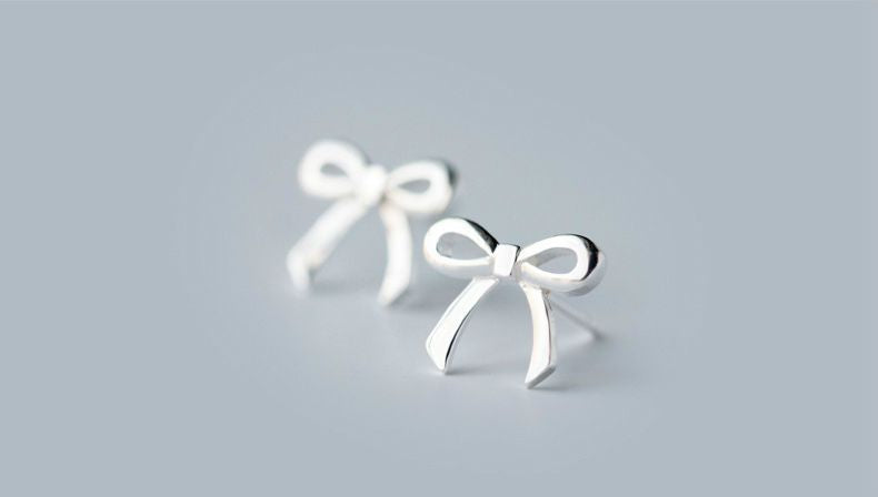 Silver Sterling Earring Bow 925
