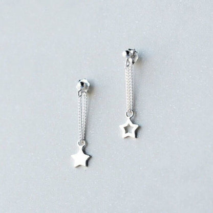 Silver Star Sterling 925 Drop Earring Asymmetrical