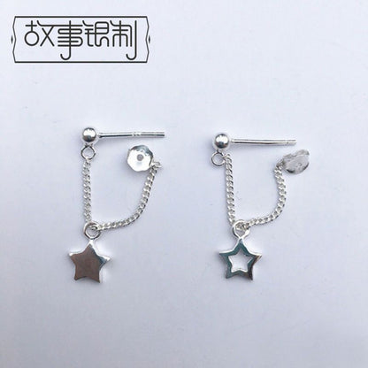 Silver Star Sterling 925 Drop Earring Asymmetrical