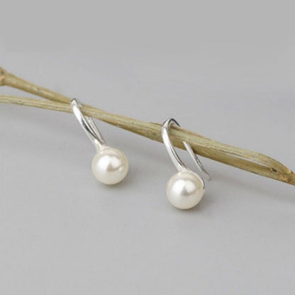 Silver 925 Earring Sterling Faux Pearl