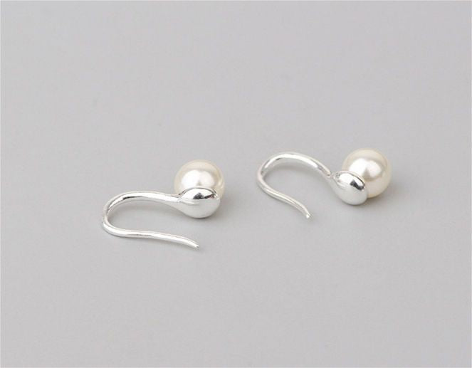 Silver 925 Earring Sterling Faux Pearl