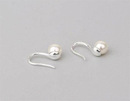 Silver 925 Earring Sterling Faux Pearl
