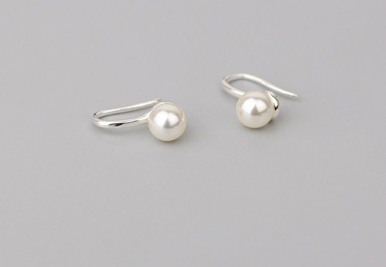 Silver 925 Earring Sterling Faux Pearl