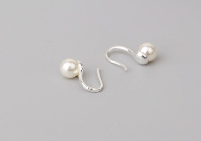 Silver 925 Earring Sterling Faux Pearl