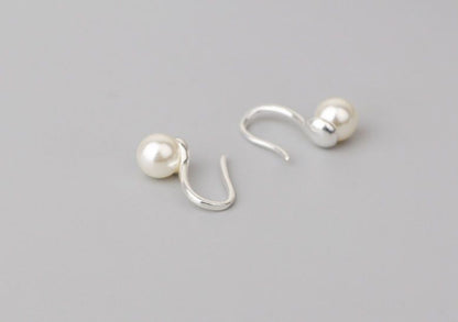 Silver 925 Earring Sterling Faux Pearl