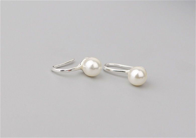 Silver 925 Earring Sterling Faux Pearl