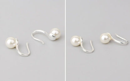 Silver 925 Earring Sterling Faux Pearl