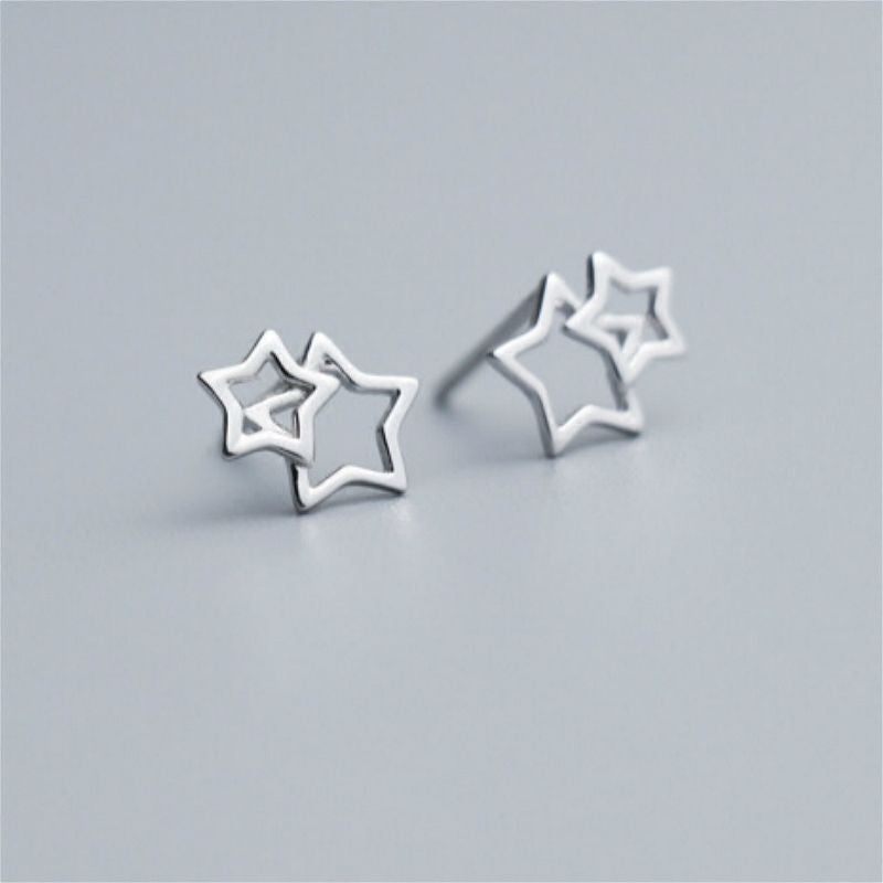 Earring Double Silver Star Sterling 925