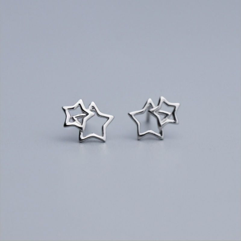 Earring Double Silver Star Sterling 925