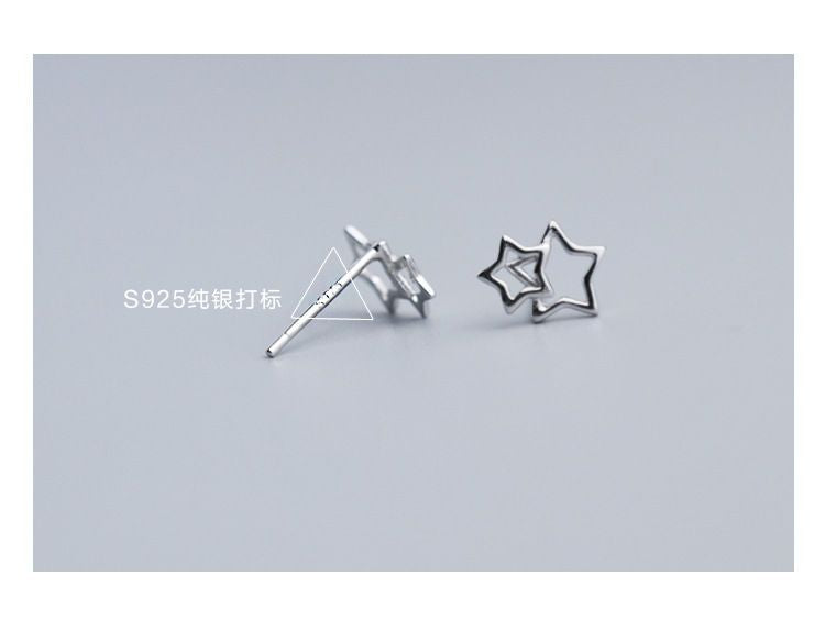 Earring Double Silver Star Sterling 925