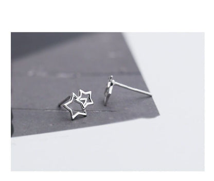 Earring Double Silver Star Sterling 925