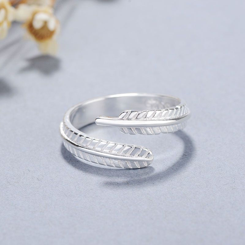 Open Feather 925 Silver Ring Sterling