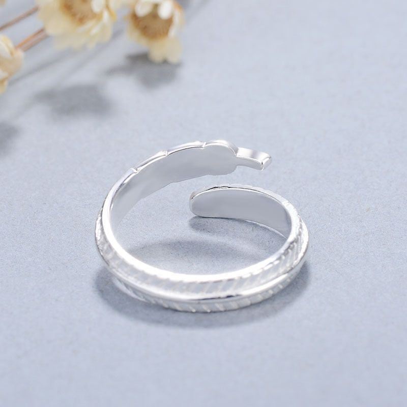 Open Feather 925 Silver Ring Sterling
