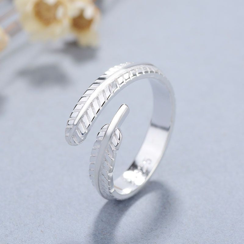 Open Feather 925 Silver Ring Sterling
