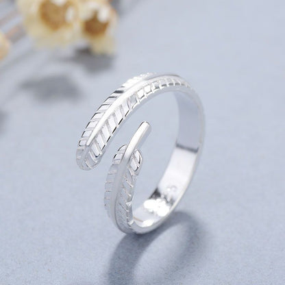 Open Feather 925 Silver Ring Sterling