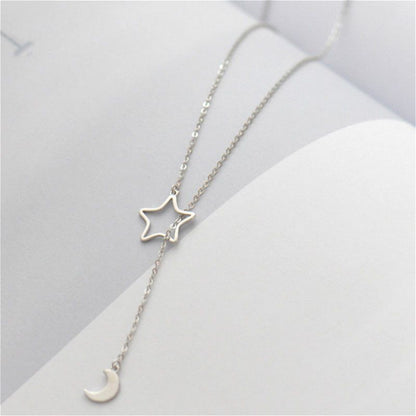 Silver Moon Pendant 925 Necklace Star and Sterling