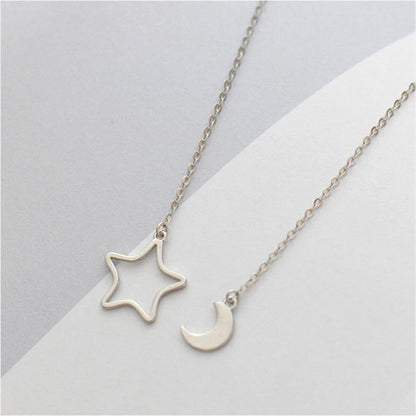 Silver Moon Pendant 925 Necklace Star and Sterling