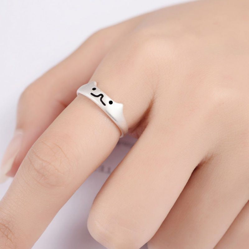 Silver Ring 925 Sterling Open Cat