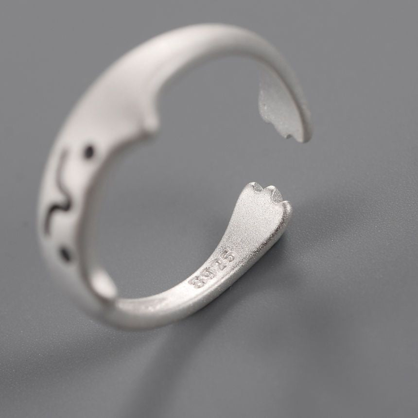 Silver Ring 925 Sterling Open Cat