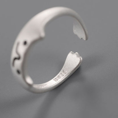 Silver Ring 925 Sterling Open Cat
