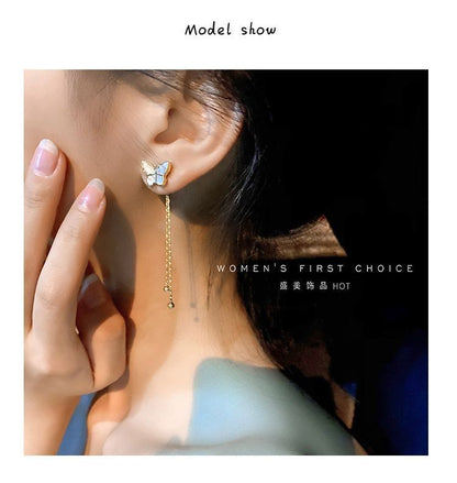 Fringed Alloy Butterfly Earring