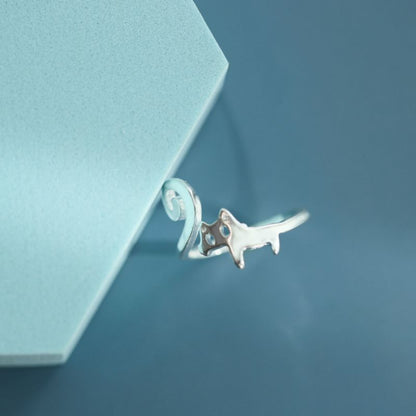 Cat Silver Ring Sterling Open