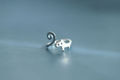 Cat Silver Ring Sterling Open