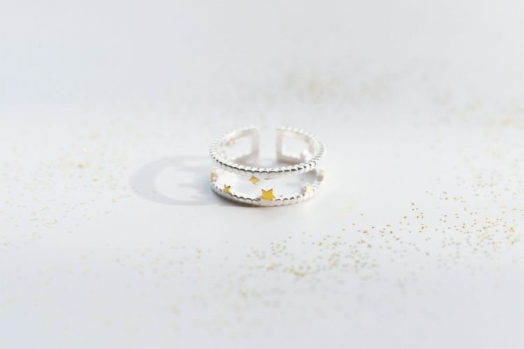 Ring Sterling Open Silver Star Layered