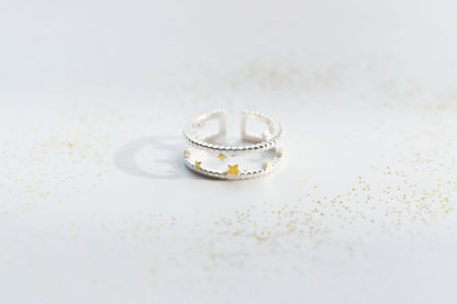 Ring Sterling Open Silver Star Layered