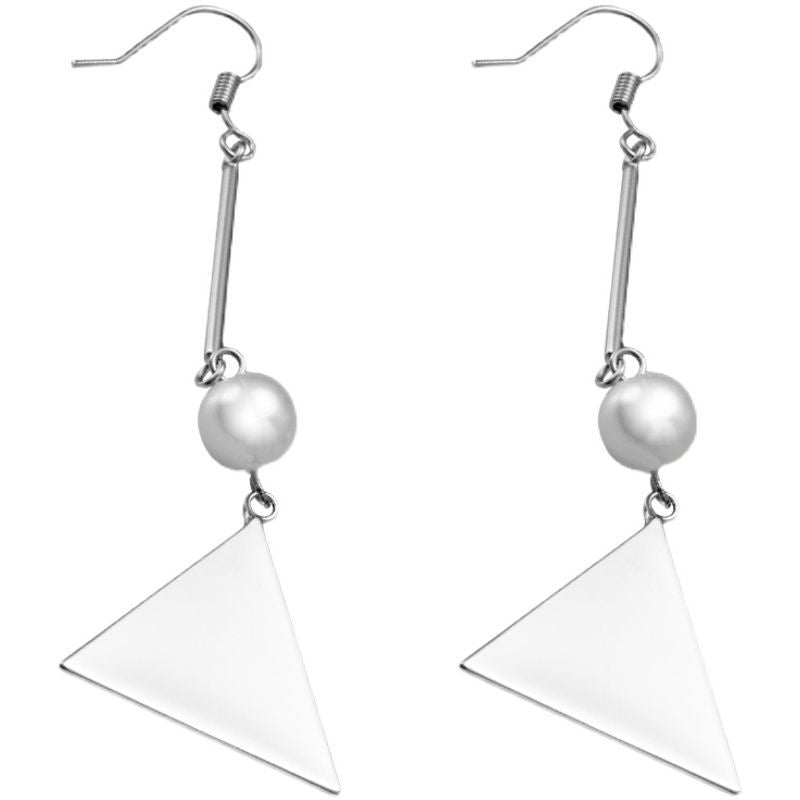Earring Silver Dangle Sterling Faux Pearl Triangle