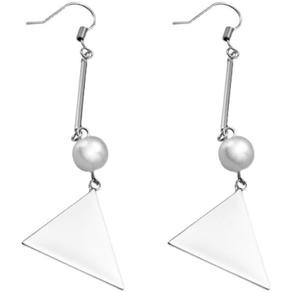 Earring Silver Dangle Sterling Faux Pearl Triangle