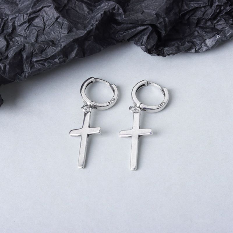 Silver Cross Dangle Earring Sterling