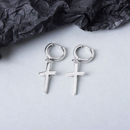 Silver Cross Dangle Earring Sterling