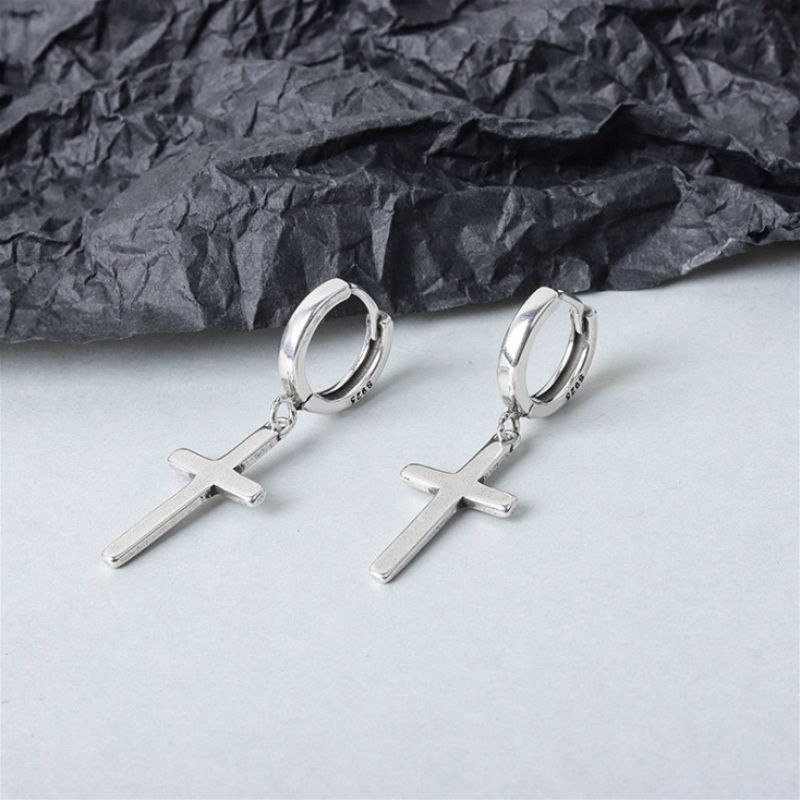 Silver Cross Dangle Earring Sterling