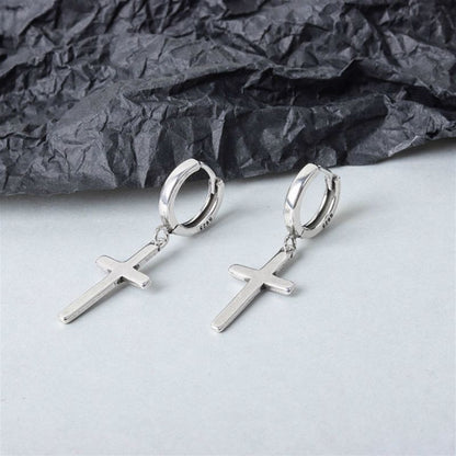 Silver Cross Dangle Earring Sterling