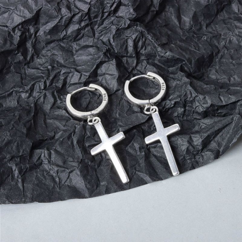 Silver Cross Dangle Earring Sterling