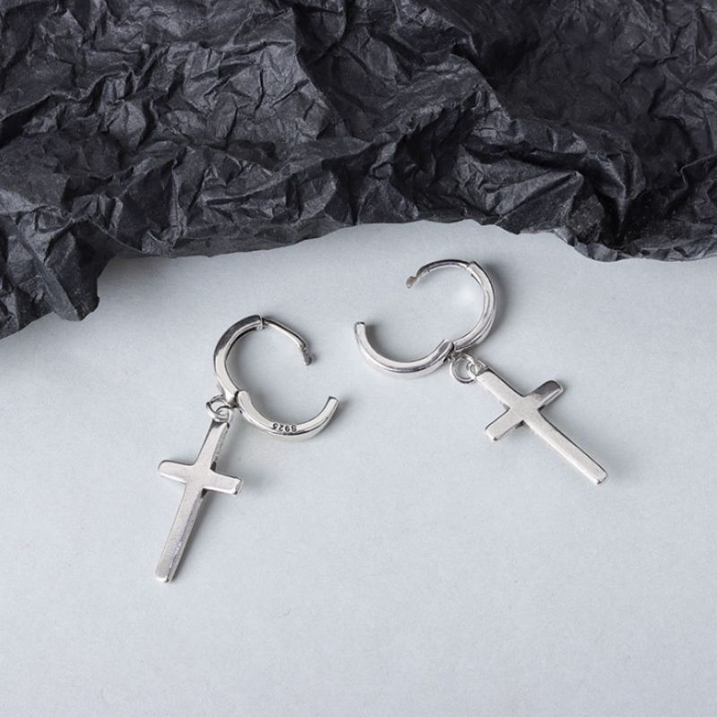 Silver Cross Dangle Earring Sterling